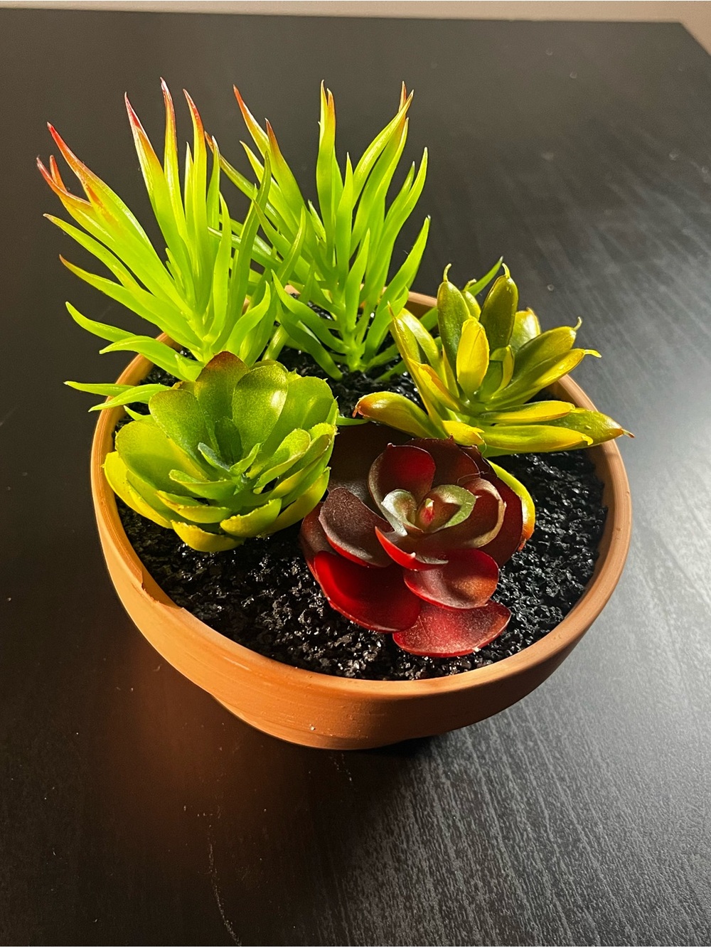 Artificial Succulent Arrangement in Terracotta Pot - Green & Red